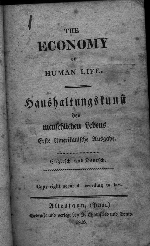 The Economy of Human Life. Haushaltungskunst des menschlichen Lebens