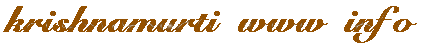 Krishnamurti WWW Information