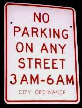 No parking on ANY street at night
