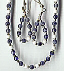 Lapis and white necklace #L-228