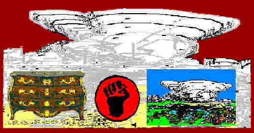 - Art Page - Political activism  -  Furniture Repair  
- pixel drawings bitmap painting program. . .
- Whilst waiting for the downloading of this Art Page, let me tell you what can soon be seen 
once this slow server has done its work! Shortly you will have before your astonished eyes, 
a series of pixel drawings created on a computer by  using only a very plain bitmap painting 
program and operating by and though simple manipulations. . .

I have many other interests and activities : namely, 

- the repair, mending and polishing of old and worned out furniture; 

- the activism around important political issues: energy, environement, elections, the promotion of changes through initiatives such as  'Abolishing  the Swiss Army'  and participation in the community works with studies of new green parks and popular meeting places; 

- my engagement in social activities such as : organising rock concerts, art expositions, group discussions with people of limited means but of great artistic emotions. . .