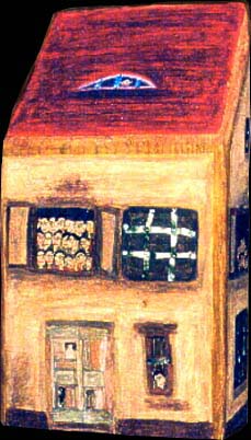 HOUSE II  10.5 x 5.5 x 3  acrylic, metal & nails on wood, 1998