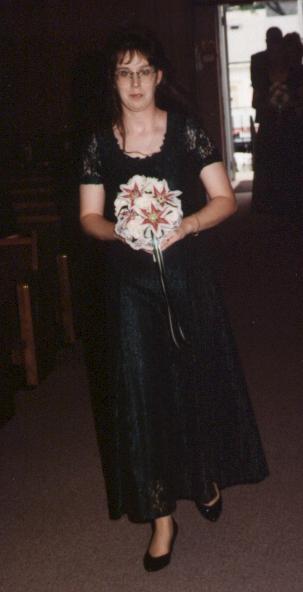 Mary walking down the aisle