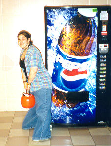 My bum is on the soda machine!  My bum is on the soda machine!