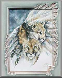 Native American with Cougars