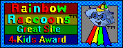 Rainbow Raccoon Kid Site Award