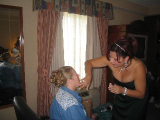 Angie helping with Mom's Make-up