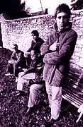 band photo on bench