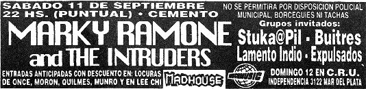 Marky Ramone and The Intruders en Cemento