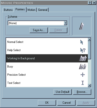Mouse Properties window