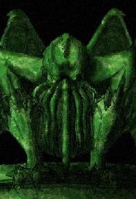 Estatua de Cthulhu encima de un pedestal