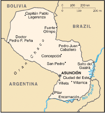[Country map of Paraguay]