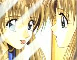 Miyuki looking in a mirror