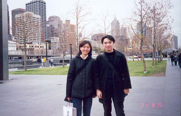 Gazel and I outside Crown Casino - Melbourne