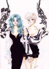 Haruka and Michiru wearing stylish dresses