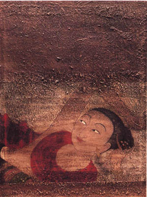 Picture of reclining woman in red