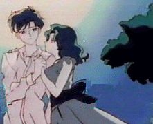 Michiru holding Haruka's hand
