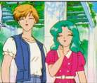 Haruka and Michiru laughing at Usagi
