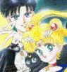 Tuxedo Kamen & his beloved Sailor Moon (and Luna!)