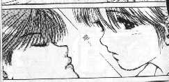 Quase um beijo entre Keiko e o corpo de Yusuke