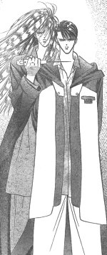 Rui holding knife to Taku's throat