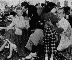 Lucy and Desi on the Trailer set with Vincente and Liza Minnelli