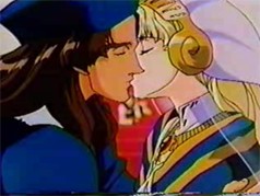 Dryden, with his hair down, clean-shaven, and kissing.  Run.