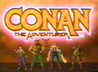 Conan The Adventurer is a half hour long cartoon, about Conan the Barbarian. This picture has been copyrighted by Jetlag Productions [us] and Sunbow Productions