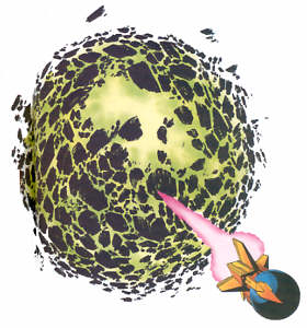 The exploding planet Krypton from HISTORY OF THE DC UNIVERSE #1 (1986). pencils George Perez, inks Karl Kesel, colours Tom Ziuko