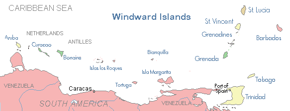 map - windward islands