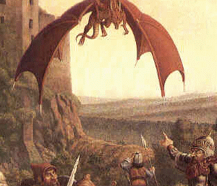 Dragon fighting dwarves