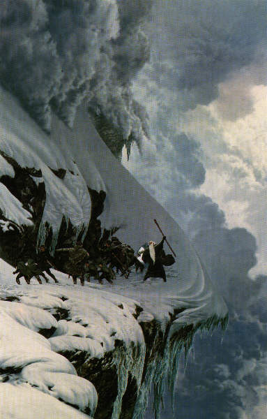 Mage casts a spell on top of a snow mountain