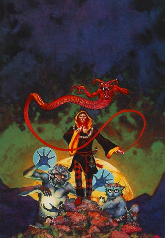 A mage creates a serpent (familiar?) with the blood from his hand