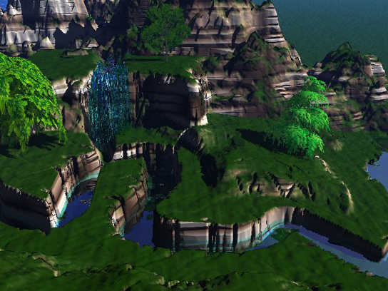 3D Computer Art: Scenic Mountain & River.