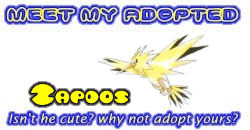 I've adopted a Zapdos at the Official Pokemon Adoption Center, Get yours today!