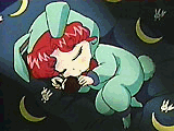 Chibi Chibi sleeps holding Kakyuu's incense burner tight