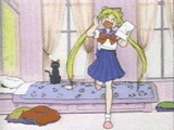 Usagi jumps happily with a letter