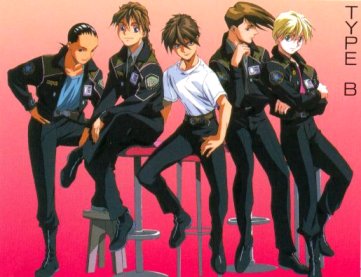 The Hot Guys of Gundam Wing--(L-R) Wu Tang, Duo, Heero, Trowa, Quatre