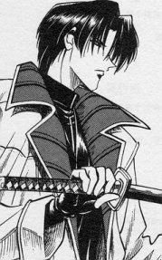 Aoshi holding his kodachi