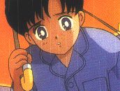 Mamoru with umbrella