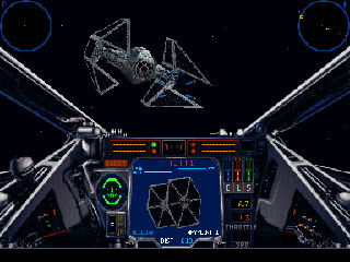 Un X-Wing enfrentndose a un TIE Interceptor