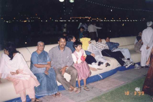 Amma, Ravi and Abi in the world's longest sofa