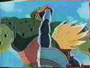 Vegeta SSJ golpea a Cell en su segunda forma