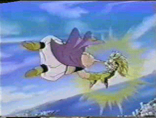 Gok SSJ 3 golpea a Fat BOO