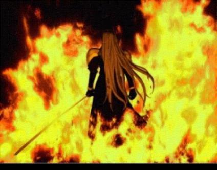 sephiroth in flames
