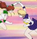 Sailor Uranus hitting Sailor Jupiter