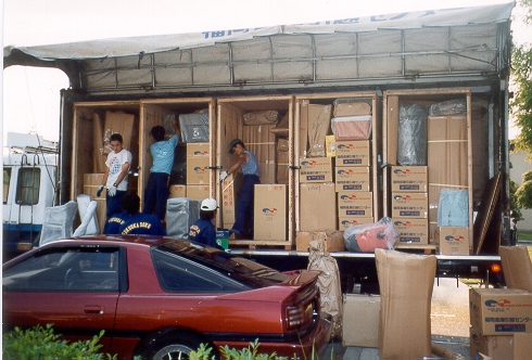 Crates in truck