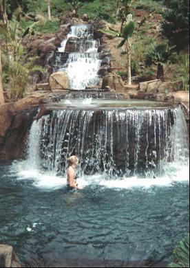 Debbie in the waterfall pond