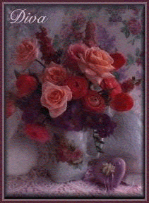 lavender vase with red roses