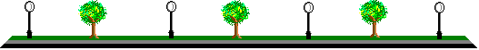 row trees and light poles